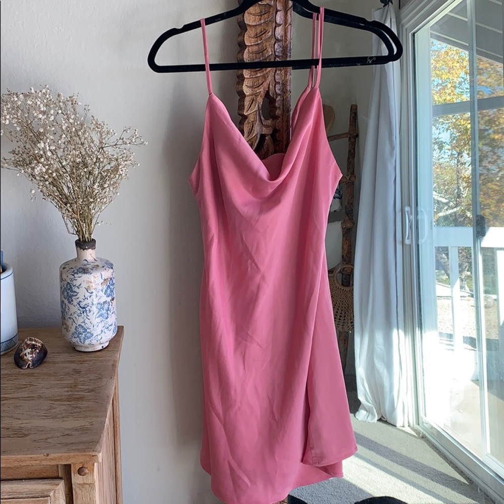 Hot pink silk short dress